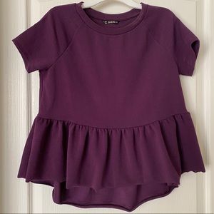 Purple Plum Short Sleeve Peplum Top XS SHEIN